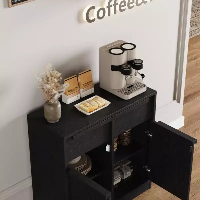Buffet de cuisine avec 4 tiroirs, grand meuble à café de 158,5 cm avec rangement, buffet de rangement moderne pour cuisine, salle à manger, salon