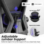 Chaise de bureau ergonomique KERDOM, Chaise de bureau en maille avec support lombaire et accoudoirs réglables, Noir