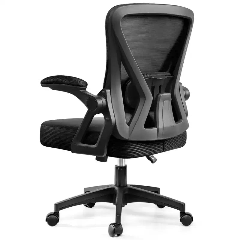 Chaise de bureau ergonomique KERDOM, Chaise de bureau en maille avec support lombaire et accoudoirs réglables, Noir
