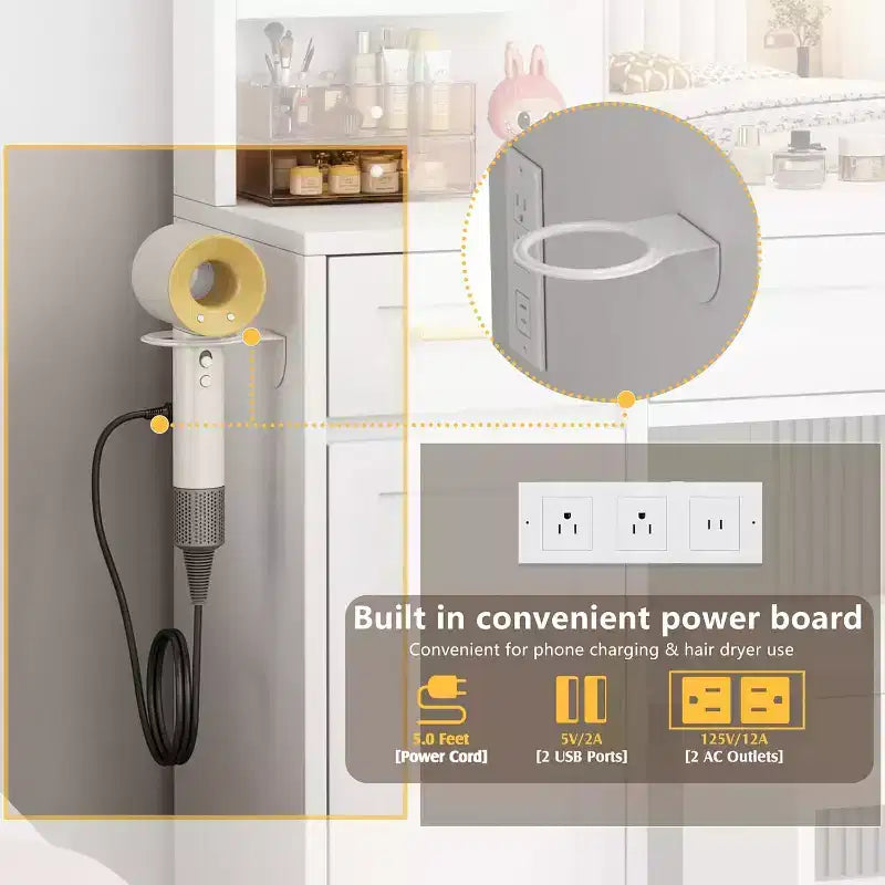 BALHAM TRADE-Coiffeuse avec Lumières et Rangement Tiroir Électrique Étagères 3 Modes d'Éclairage Luminosité Réglable