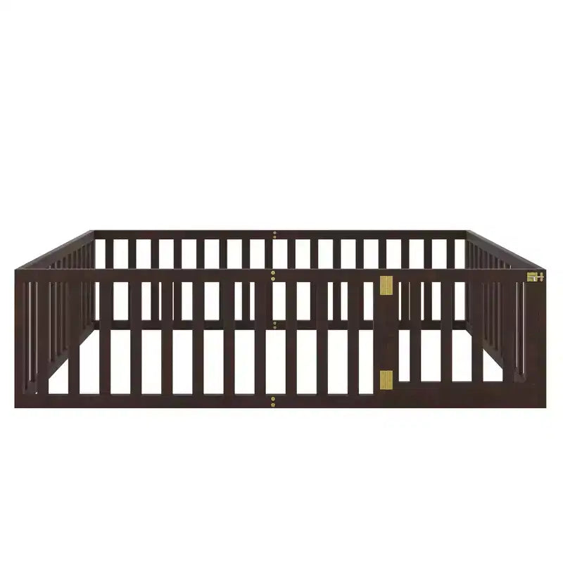 Cadre de lit en bois taille Queen Luxystar avec clôture et porte