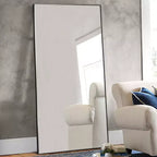 Grand miroir de sol Dovelina 71x32, cadre noir