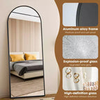 MAYEERTY Miroir Mural en Arc Pleine Longueur 71x26 Pouces, à Poser, Suspendre ou Appuyer