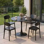 Table à manger ronde NAYSAYE Table d'appoint Table de cuisine moderne Plateau en MDF Base en acier pour salon Bureau Marbre, Noir, 23.6*19.7*29.1