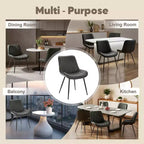 Acekool Lot de 2 chaises de salle à manger modernes en PU noir, chaises d'appoint rembourrées avec pieds en métal pour salle à manger et salon