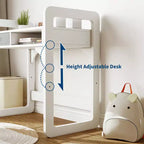 Ensemble bureau et chaise pour enfants Acekool, table d'étude réglable avec rangement et porte-livres, pour garçons et filles, blanc/rose/bleu