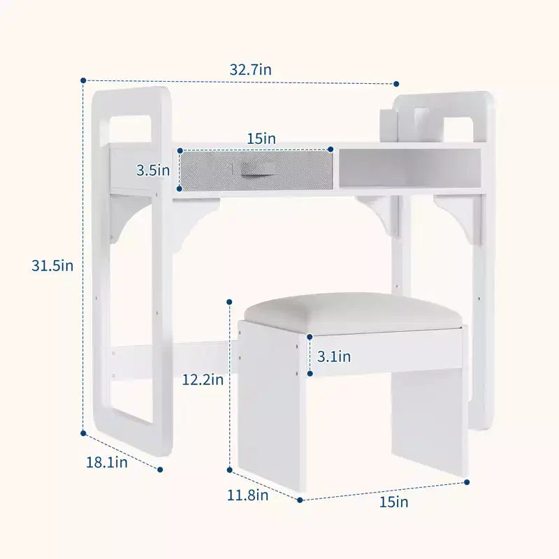Ensemble bureau et chaise pour enfants Acekool, table d'étude réglable avec rangement et porte-livres, pour garçons et filles, blanc/rose/bleu