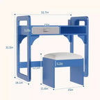 Ensemble bureau et chaise pour enfants Acekool, table d'étude réglable avec rangement et porte-livres, pour garçons et filles, blanc/rose/bleu