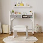 Ensemble bureau et chaise pour enfants Acekool, table d'étude réglable avec rangement et porte-livres, pour garçons et filles, blanc/rose/bleu