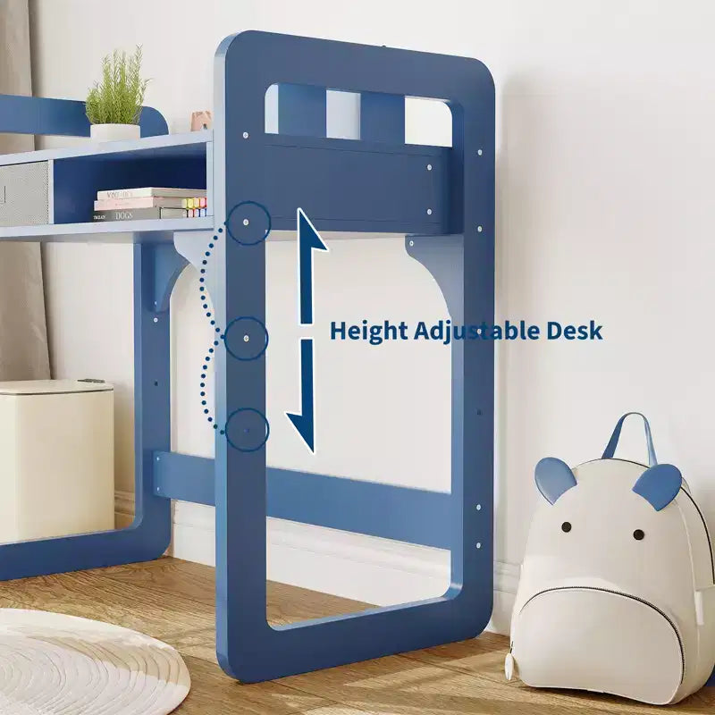 Ensemble bureau et chaise pour enfants Acekool, table d'étude réglable avec rangement et porte-livres, pour garçons et filles, blanc/rose/bleu