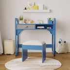 Ensemble bureau et chaise pour enfants Acekool, table d'étude réglable avec rangement et porte-livres, pour garçons et filles, blanc/rose/bleu