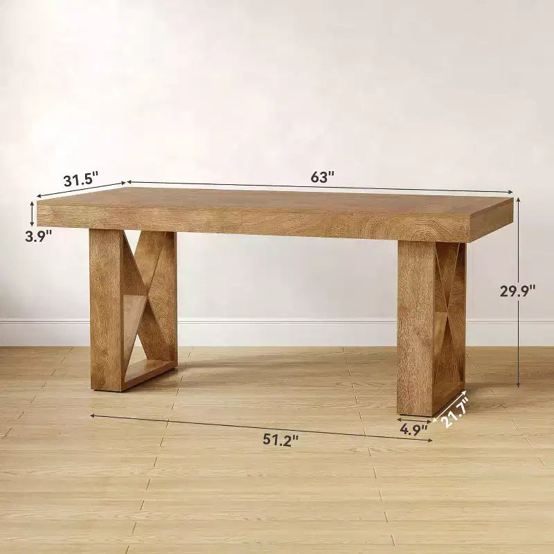 Bureau informatique Lantine 63 pouces, apparence épaisse et simple, poste de travail de jeu et d'écriture, bureau exécutif pour la maison, bureau, marron