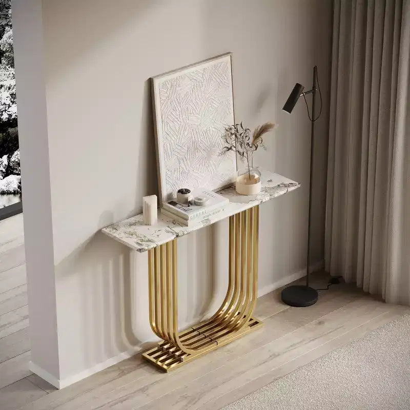 GDFStudio Rusk - Console étroite moderne en bois de 43,3 po