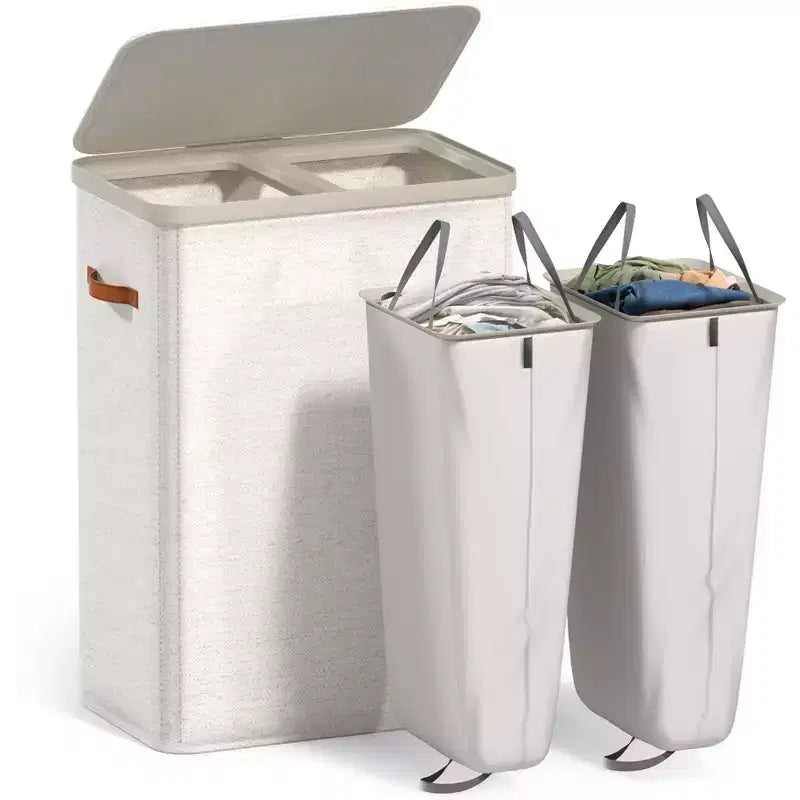 Panier à linge Sorbus à 2 compartiments avec sac à linge amovible – Organisateur durable pour salle de bain, chambre ou buanderie – Design compact