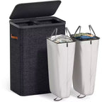 Panier à linge Sorbus à 2 compartiments avec sac à linge amovible – Organisateur durable pour salle de bain, chambre ou buanderie – Design compact