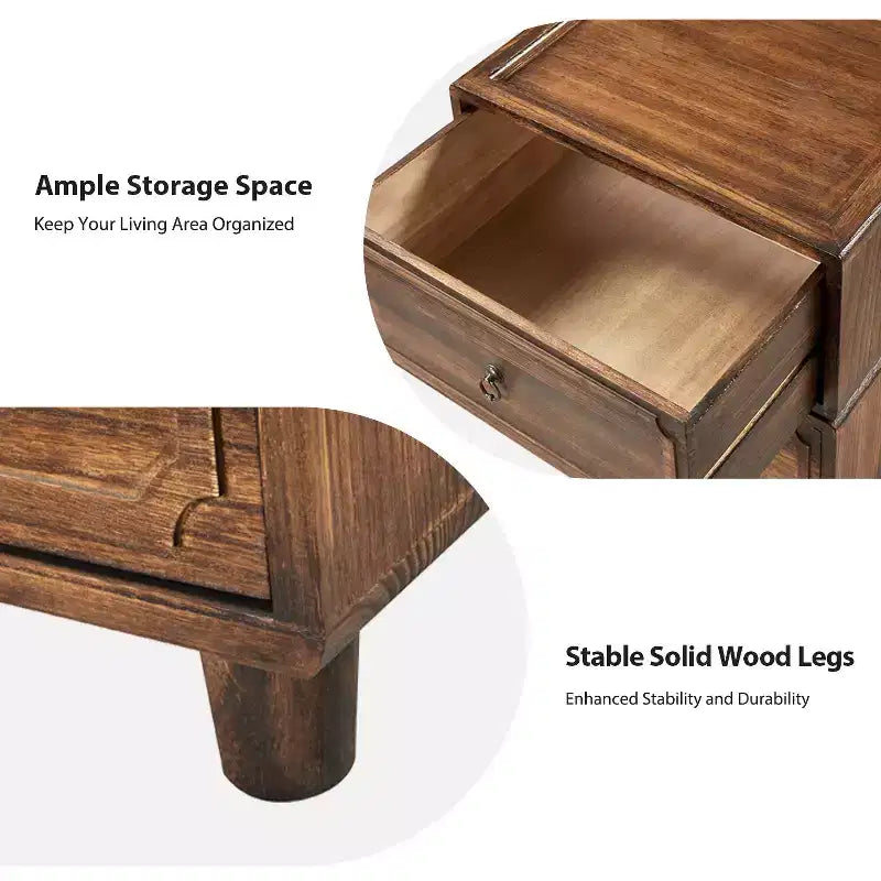 Leo 2 - Ensemble de 2 tables d'appoint avec tiroir et design modulaire | ART OF LIVING DESIGNS-NOIR