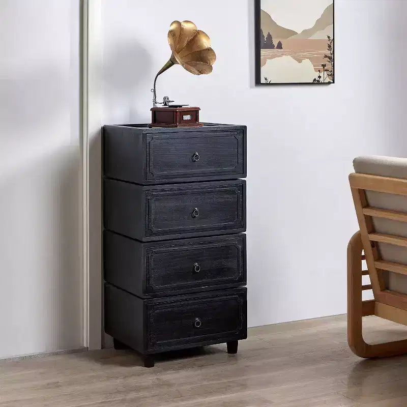 Leo 2 - Ensemble de 2 tables d'appoint avec tiroir et design modulaire | ART OF LIVING DESIGNS-NOIR