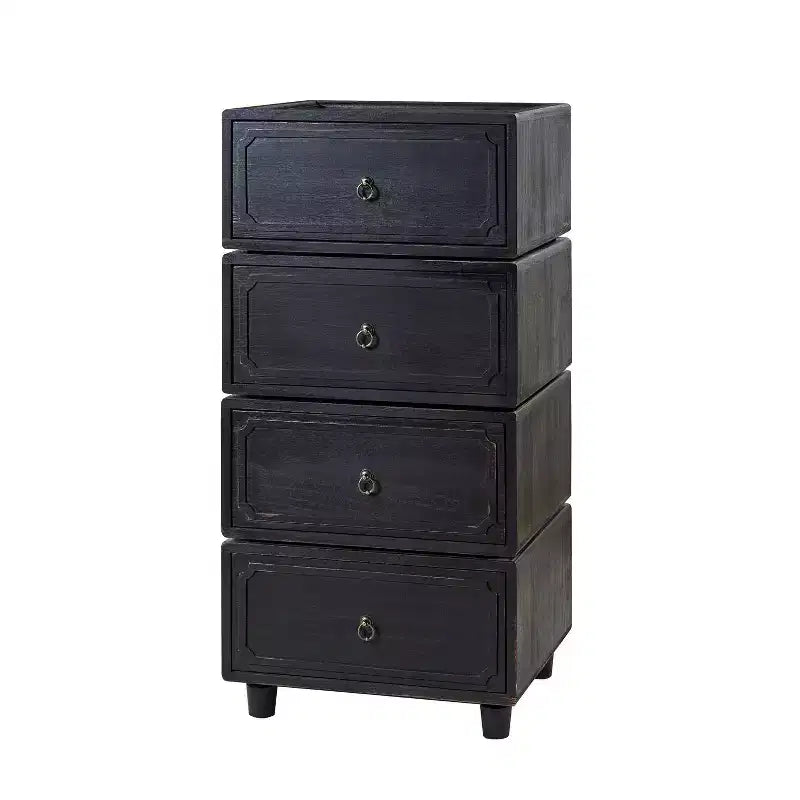 Leo 2 - Ensemble de 2 tables d'appoint avec tiroir et design modulaire | ART OF LIVING DESIGNS-NOIR