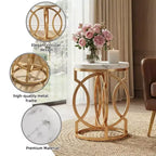 Table d'appoint ronde MAYEERTY, table de chevet moderne avec plateau en faux marbre