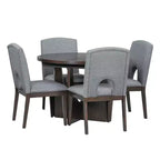 Ensemble de salle à manger rond extensible 5 pièces pour 4 personnes, table de salle à manger de cuisine moderne avec rallonge amovible et 4 chaises rembourrées pour salle à manger