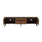 Meuble TV moderne cannelé 70 po pour téléviseurs jusqu'à 80 po, meuble de divertissement avec rangement, console média à pieds en bois massif pour salon-Panipeachy