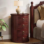 Table de chevet Lantine en bois massif, table de chevet ronde avec 4 tiroirs, table de chevet haute rustique pour chambre et salon, aucun assemblage requis