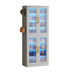 MAYEERTY Meuble à chaussures autoportant avec portes en acrylique et lumières LED, Organisateur de rangement de chaussures pour entrée