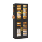 MAYEERTY Meuble à chaussures autoportant avec portes en acrylique et lumières LED, Organisateur de rangement de chaussures pour entrée