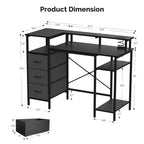 Bureau d'ordinateur moderne de 120 cm avec station de charge et tiroirs de rangement