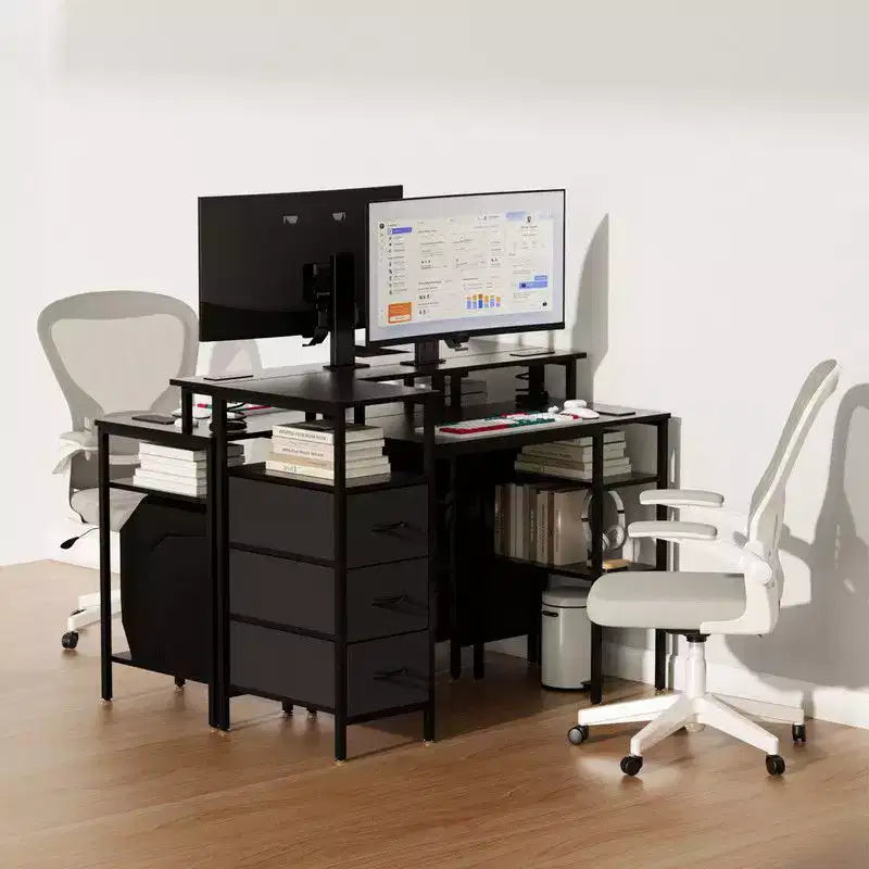 Bureau d'ordinateur moderne de 120 cm avec station de charge et tiroirs de rangement