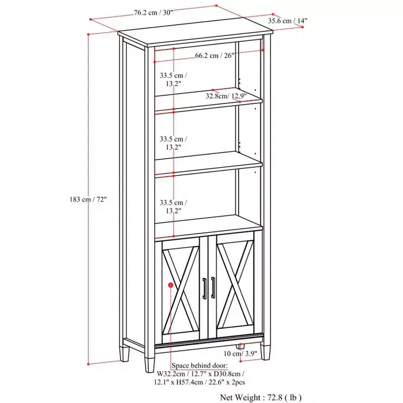 Bibliothèque de transition Cantina en BOIS MASSIF 183 cm x 76 cm marron fumé