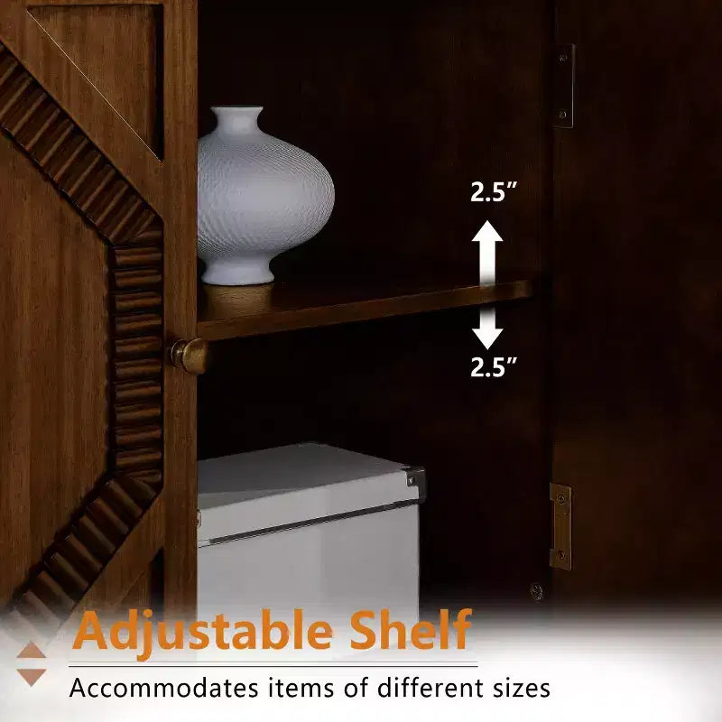 34 Meuble d'appoint géométrique, Buffet de rangement moderne à 2 portes avec étagère réglable pour entrée, salon - Panipeachy