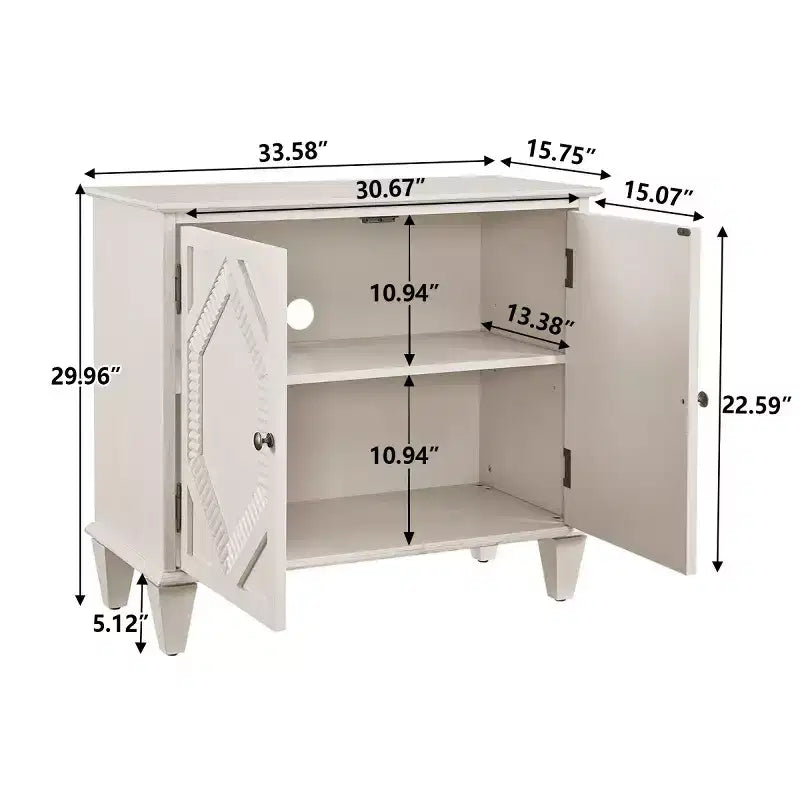 34 Meuble d'appoint géométrique, Buffet de rangement moderne à 2 portes avec étagère réglable pour entrée, salon - Panipeachy