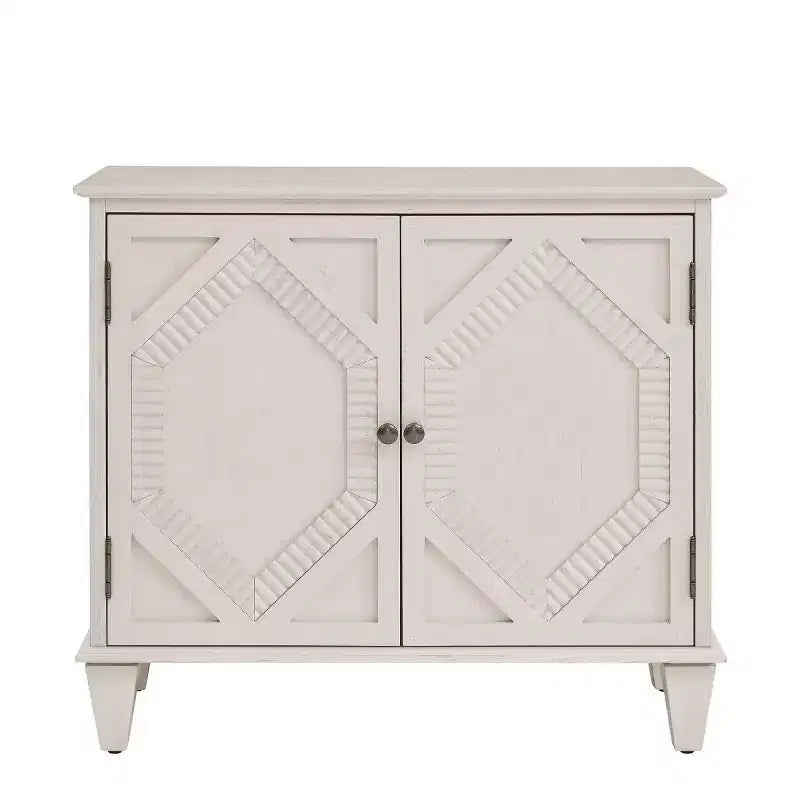 34 Meuble d'appoint géométrique, Buffet de rangement moderne à 2 portes avec étagère réglable pour entrée, salon - Panipeachy