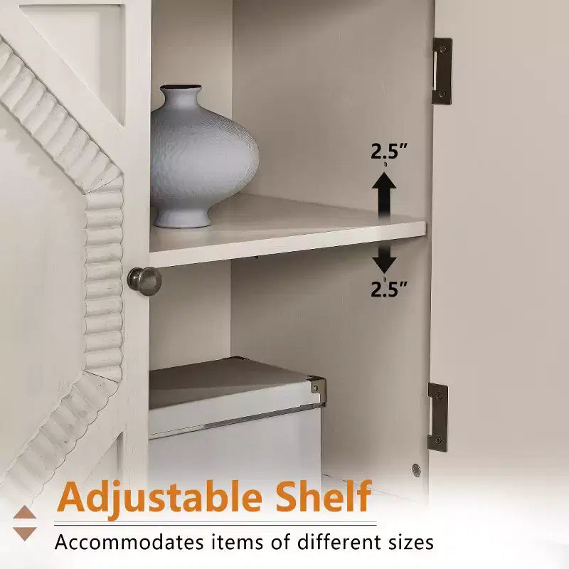 34 Meuble d'appoint géométrique, Buffet de rangement moderne à 2 portes avec étagère réglable pour entrée, salon - Panipeachy