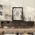 JVNOXK 78 Meuble TV Moderne du Milieu du Siècle pour Téléviseurs de 65+ Pouces, Console TV avec Armoires de Rangement pour Salon, Meuble de Rangement pour Centre de Divertissement