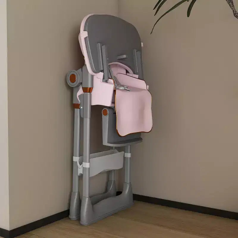 Chaise Haute Portable Réglable Siège d'Alimentation pour Bébé à Tout-Petit (0-6 Ans) avec Roues Verrouillables, Ceinture 5 Points et Design Facile à Nettoyer, pour la Maison
