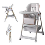 Chaise Haute Portable Réglable Siège d'Alimentation pour Bébé à Tout-Petit (0-6 Ans) avec Roues Verrouillables, Ceinture 5 Points et Design Facile à Nettoyer, pour la Maison