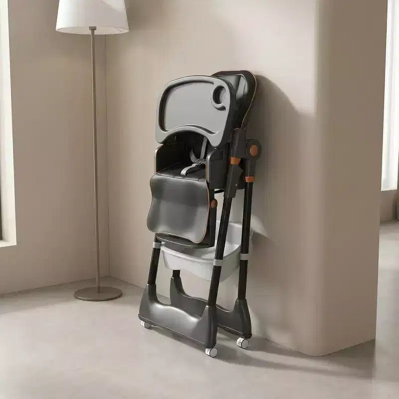 Chaise Haute Portable Réglable Siège d'Alimentation pour Bébé à Tout-Petit (0-6 Ans) avec Roues Verrouillables, Ceinture 5 Points et Design Facile à Nettoyer, pour la Maison