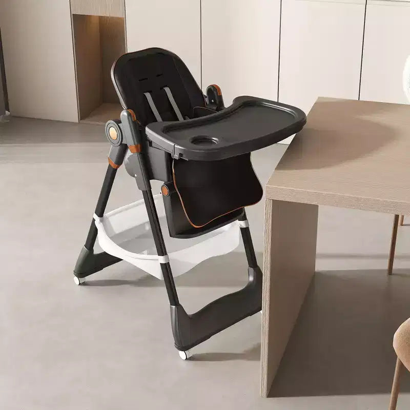Chaise Haute Portable Réglable Siège d'Alimentation pour Bébé à Tout-Petit (0-6 Ans) avec Roues Verrouillables, Ceinture 5 Points et Design Facile à Nettoyer, pour la Maison