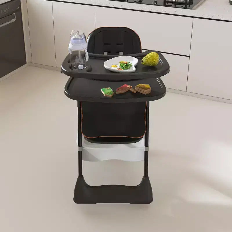 Chaise Haute Portable Réglable Siège d'Alimentation pour Bébé à Tout-Petit (0-6 Ans) avec Roues Verrouillables, Ceinture 5 Points et Design Facile à Nettoyer, pour la Maison