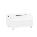 Banc de Rangement en Bois JVNOXK avec 4 Roulettes Pivotantes, Étagère Frontale, Couvercle Relevable et Charnières de Sécurité. Idéal pour l'Organisation de la Salle de Jeux