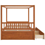 Cadre de lit à baldaquin en bois Whisen de taille Queen avec 2 tiroirs de rangement intégrés, construction robuste et durable