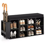 Costway Shoe Storage Bench w/Umbrella StandPadded Seat Adjustable & Removable Shelves