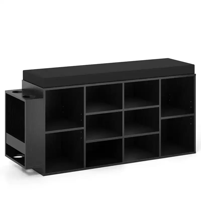 Banc de rangement pour chaussures Costway avec porte-parapluie, siège rembourré, étagères réglables et amovibles