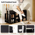 Banc de rangement pour chaussures Costway avec porte-parapluie, siège rembourré, étagères réglables et amovibles