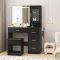 Vanity Desk with Mirror, Modern Makeup Dressing Table, Storage Stool, 4 Drawers, Vanities with Vanity Mirror