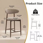 Lot de 2/4/6 tabourets de bar rembourrés Ora Maison à hauteur de comptoir avec tissu et finition noyer