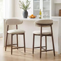 Ora Maison Set of 2/4/6 Counter Height Upholstered Bar Stool with Fabric & Walnut Finish