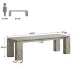 Table à manger moderne, table de cuisine extra longue pour 6-8 personnes